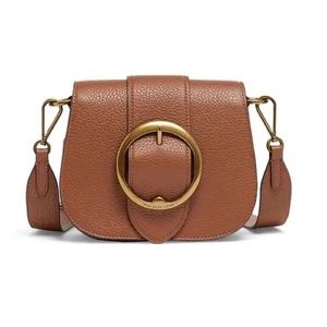 Ralph Lauren Saddlebag Crossbody Adjustable Strap in Warm Brown leather